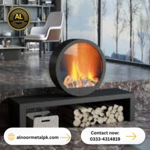 Round Gold Electric Fireplace