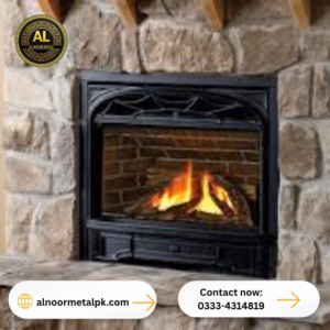 Rustic Cast Iron Gas Fireplace