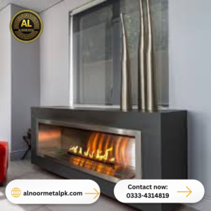 Silver Black Modern Gas Fireplace