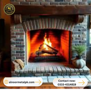 Wood + Brick Combination Fireplace lahore karachi